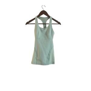 Lululemon Cool Racerback Tank Top Size 4 Light Aqua Blue Built-In Bra